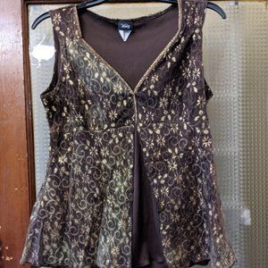 Vanity, Brown Lace sleeveless top, Size L